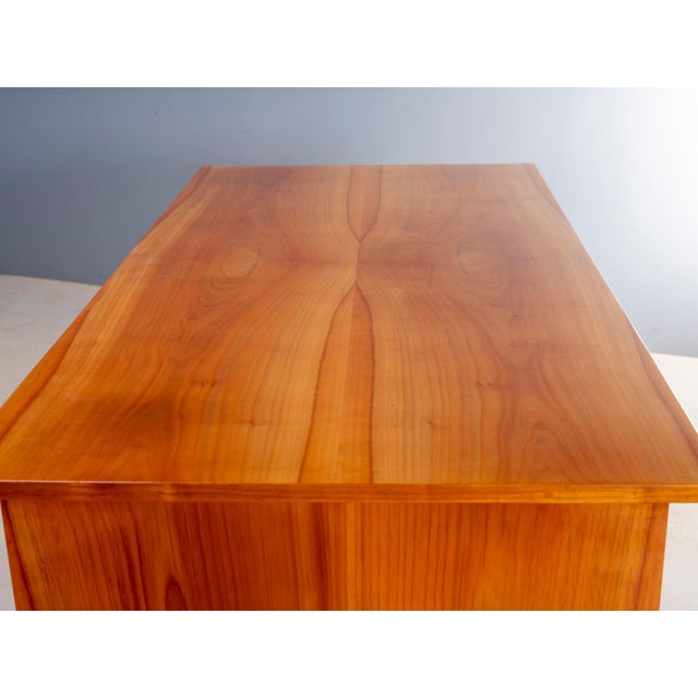 Mid-Century Modern Writing Desk in Burl Veneer with Eight Drawers For Sale - Image 15 of 16