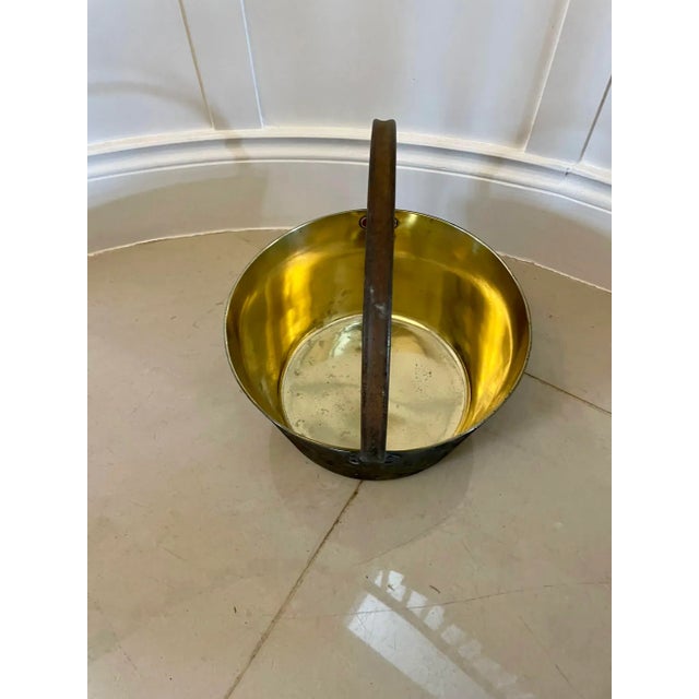 Large Antique Victorian Brass Pail For Sale - Image 4 of 7