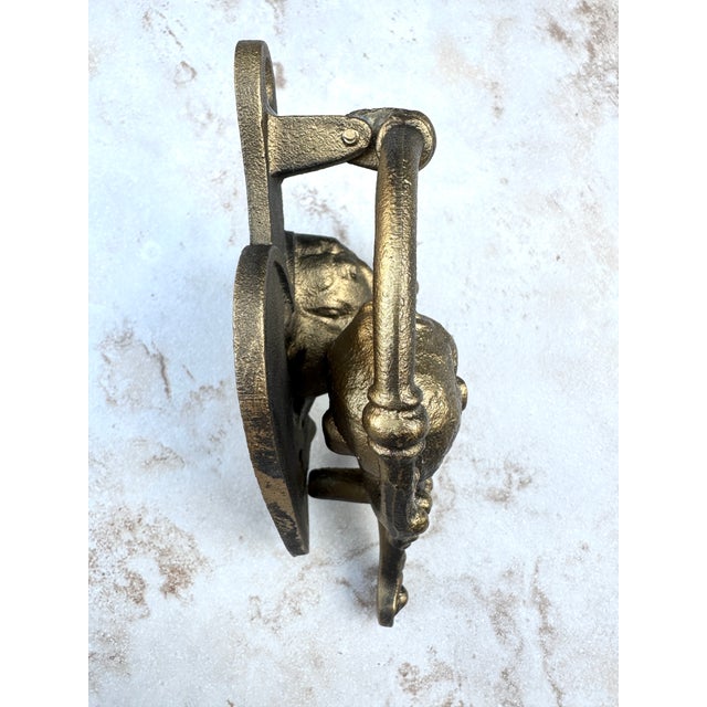 Vintage Cast-Iron Kissing Couple Door Knocker With Heart Backplate For Sale - Image 4 of 5