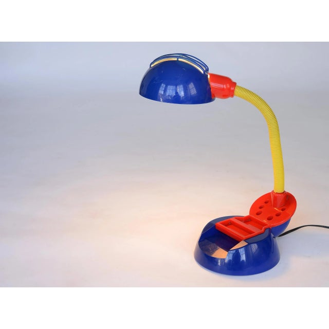 Vintage 1980s Postmodern Memphis Style Tricolor Plastic Desk Lamp For Sale - Image 4 of 12