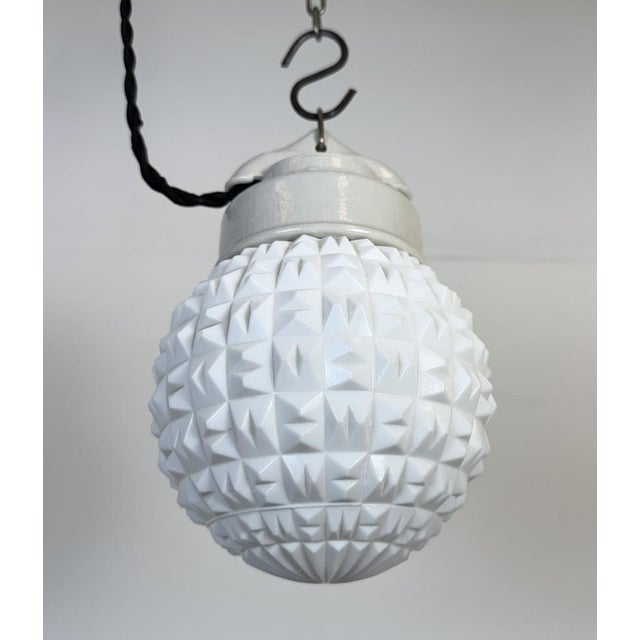 Vintage White Porcelain Pendant Light, 1970s For Sale - Image 6 of 16