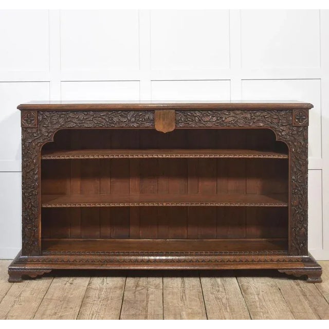 Carved Oak Open Bookcase For Sale - Image 10 of 16