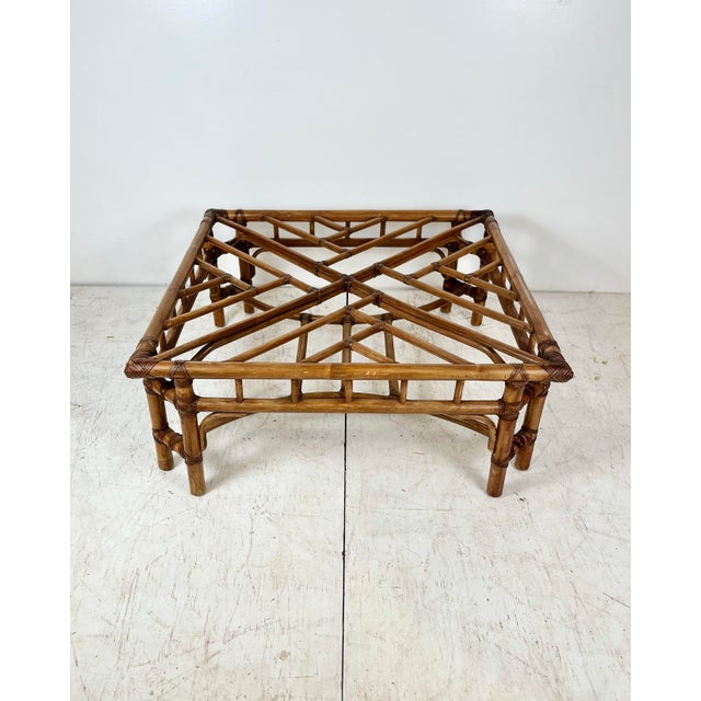 Vintage Rattan Chinese Chippendale Coffee Table For Sale - Image 4 of 8