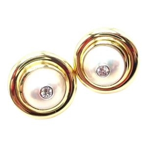 Tiffany & Co. Picasso 18k Yellow Gold Diamond Mabe Pearl Earrings Paper