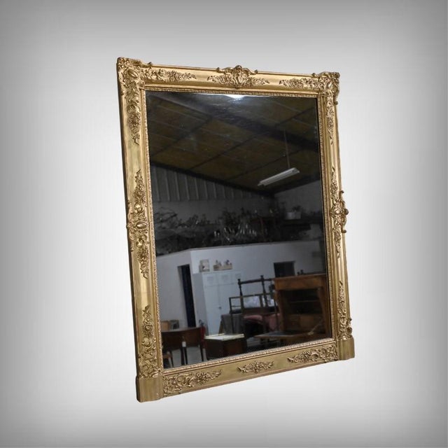 19th Century Restoration Gilded Wood Mirror, in Very Good conditions. Designed before 1890