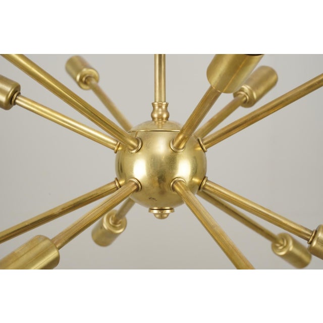Mid-Century Modern Mid Century Brass Sputnik Twelve Light Chandelier For Sale - Image 3 of 7