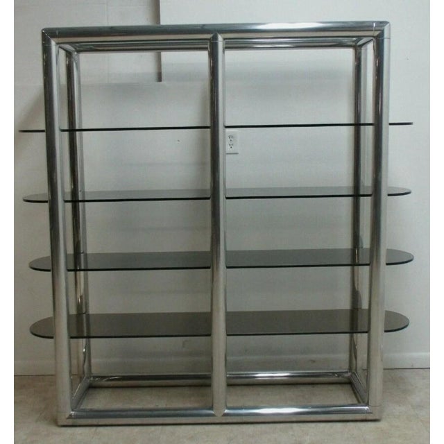 Mid Century Monumental Tubular Aluminum Chrome Etagere Shelf Vintage Display Baughman Style For Sale - Image 17 of 17