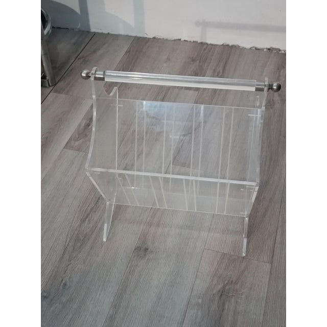 Vintage French Acrylic Glass Magazine Rack, 1980s For Sale - Image 3 of 10