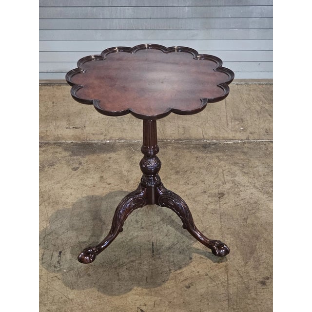 Chippendale Baker Stately Home Chippendale Mahogany Pie Crust Table Claw and Ball Feet For Sale - Image 3 of 11