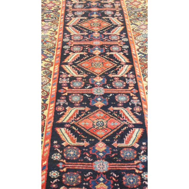 Tribal Antique Persian Bakhtiari Runner, Green Border 3'3" X 10'9", For Sale - Image 3 of 9