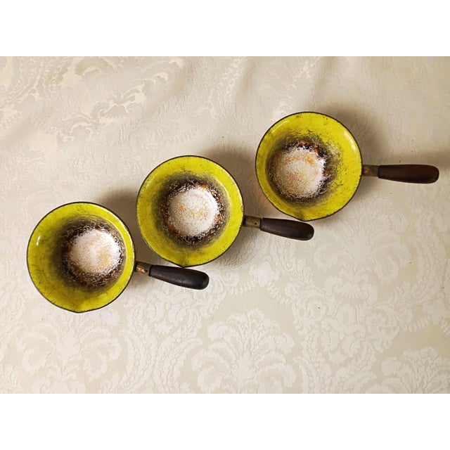 Serge Nekrassoff Enamel Copper Ashtray Smoking Collection Arts and Crafts Mid Century Canary Yellow Nested Ladle Set William Morris Style Decor For Sale - Image 12 of 15