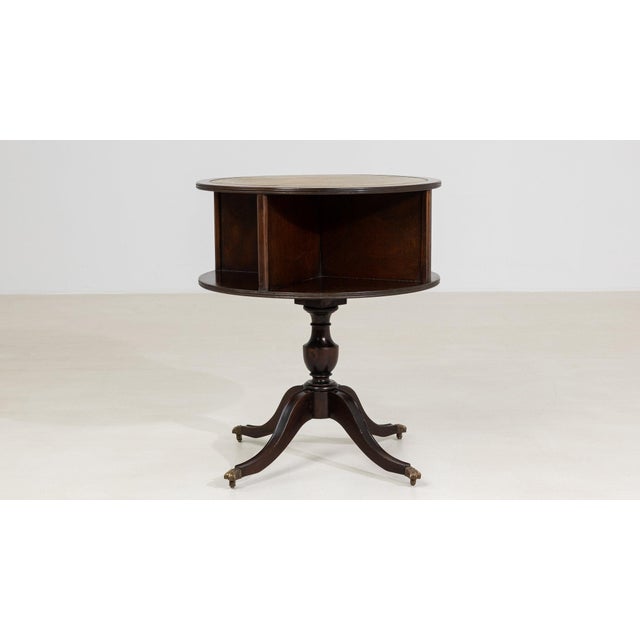 Wood 1900-1909 United Kingdom Rich Mahogany Drum-Form Mahogany Side Table For Sale - Image 7 of 10