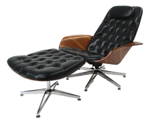 Plycraft Mr. Chair Leather Lounge and Ottoman by George Mulhauser