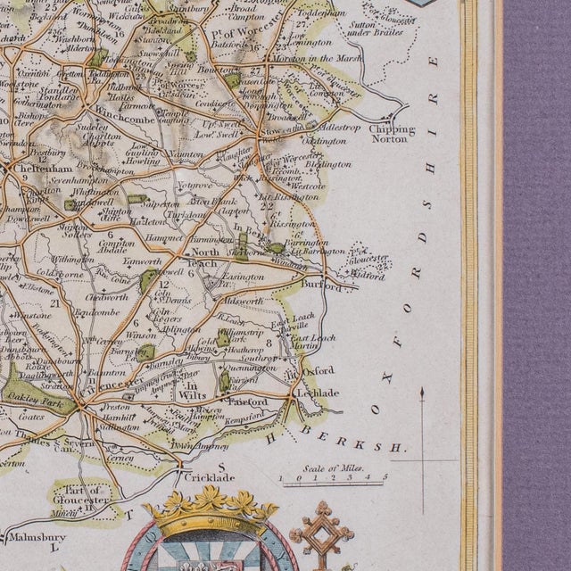 Antique County Map, Gloucestershire, English, Framed, Thomas Moule, Victorian For Sale - Image 10 of 12