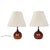 Pair of Danish Modern ESA style dark solid teak table lamps, 1970's. Featuring finely grained, staved Dark Teak globe...