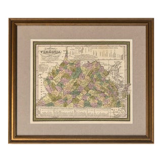 1851 Map of Virgina by Cowperthwait, Framed For Sale