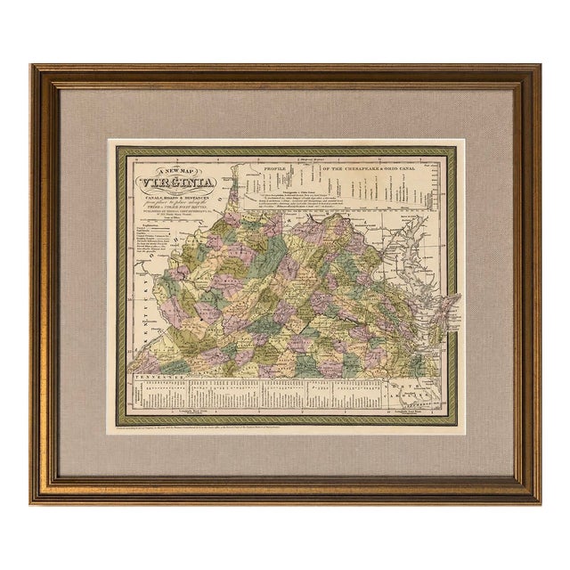 1851 Map of Virgina by Cowperthwait, Framed For Sale