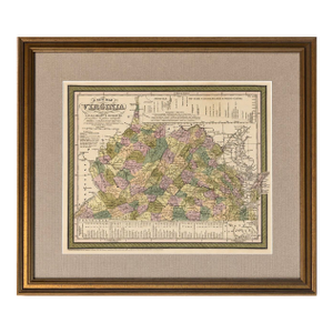 1851 Map of Virgina by Cowperthwait, Framed
