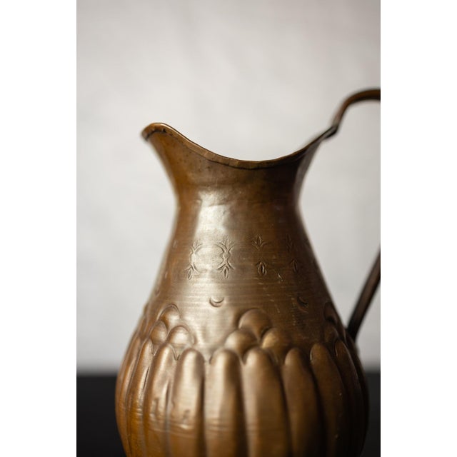 Copper Antique Embossed Copper Jug with Floral Motif, 1900s For Sale - Image 8 of 9