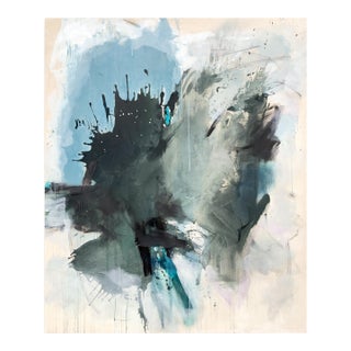 "Sings My Soul" Oversized Lyrical Abstraction Painting in Dark Green and Blue by Stacey Warnix For Sale