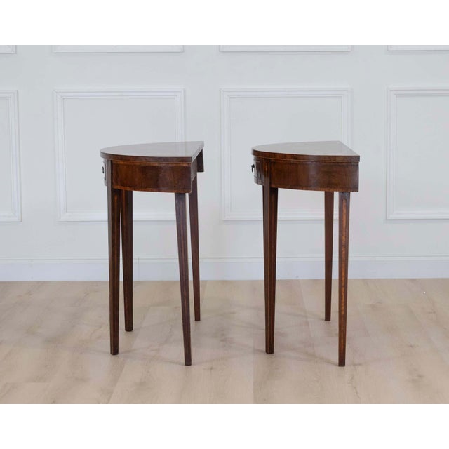 Pair of English 19th Century Demi-Lune Side Tables For Sale - Image 12 of 12