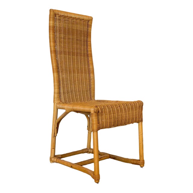 Wicker and Bamboo Chair, 1970s For Sale