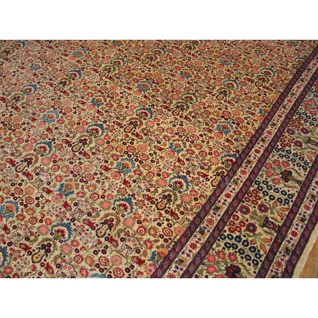 1910s Beige Floral Vase Antique n.w. Persian Tabriz Rug 10'3" X 14' Handknotted Wool Carpet For Sale In New York - Image 6 of 6