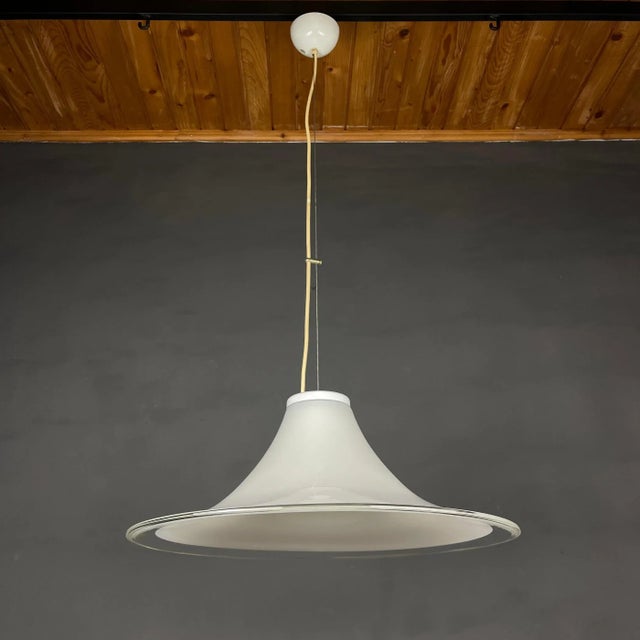 White Murano Glass Pendant Lamp, Italy, 1970s For Sale - Image 10 of 13