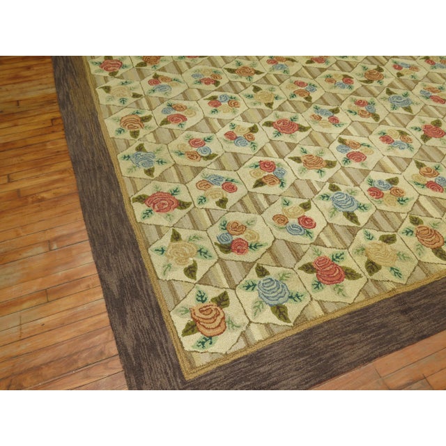 Textile Vintage American Hooked Room Size Rug, 8'3'' X 11'9'' For Sale - Image 7 of 12
