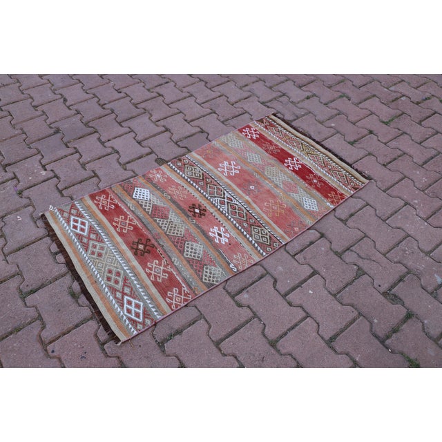 Size: 2.1 x 4 ft ( 65 x 124 cm) 25 x 48 inches Color: Organic Natural Dye ( Red,Gray,Orange,Cream ) Material: 100% Hand...