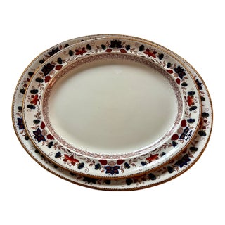 Antique Edwardian English Wedgwood Imari-Style Oval Platters - Pair For Sale