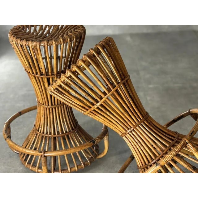 Set of Wicker Stools, 1960s For Sale - Image 6 of 7