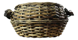 Vintage African Woven Basket With Corkscrew Branch Handles