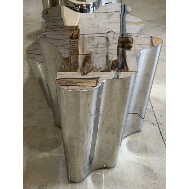 Modern Three-Piece Biomorphic Polished Stainless Steel Coffee Table, Early 2000s For Sale - Image 3 of 18