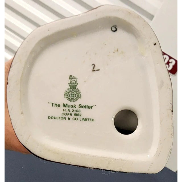 Royal Doulton English Vintage "The Mask Seller" Fine Porcelain Figurine For Sale - Image 10 of 12