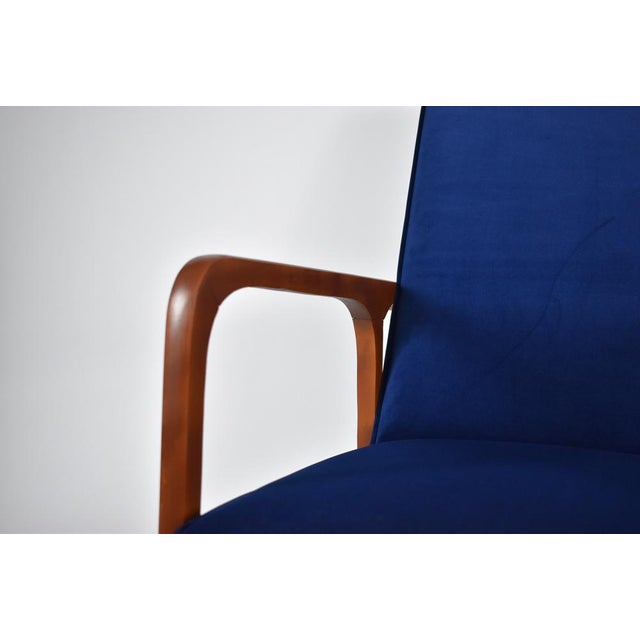 Armchair Model 04-B in Blue Velvet, 1960 For Sale - Image 6 of 14