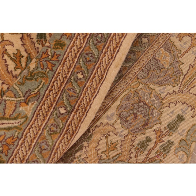 Textile Art Nouveau Inspired 1990's Pak-Persian Beige/Green Wool Rug - 6'1'' X 9'9'' For Sale - Image 7 of 9