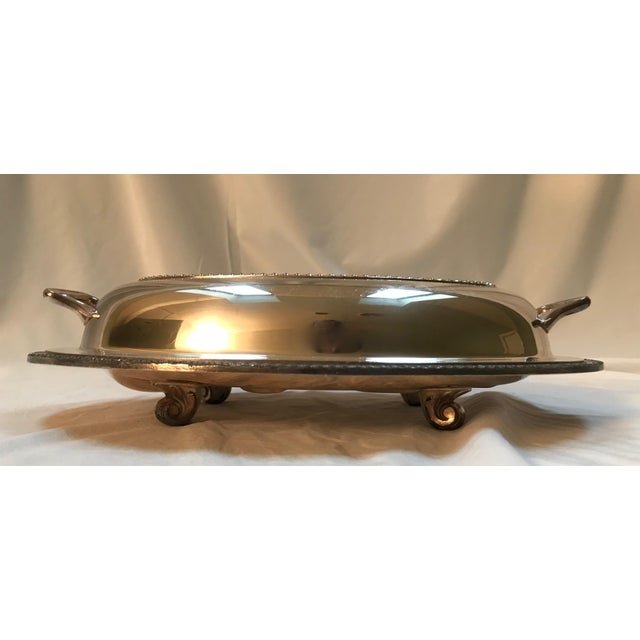 Metal Silver Covered Meat Dish Monogram H For Sale - Image 7 of 8