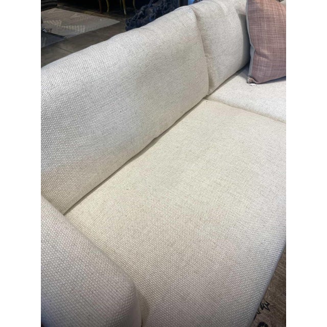 Lee Industries 8 Foot Two Cushion Sofa With Oak Base in White Woven Fabric For Sale In Los Angeles - Image 6 of 12