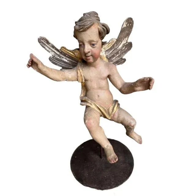 Religious Pair of Early 18th Century Baroque Putti Cherub Sculptures For Sale - Image 3 of 10