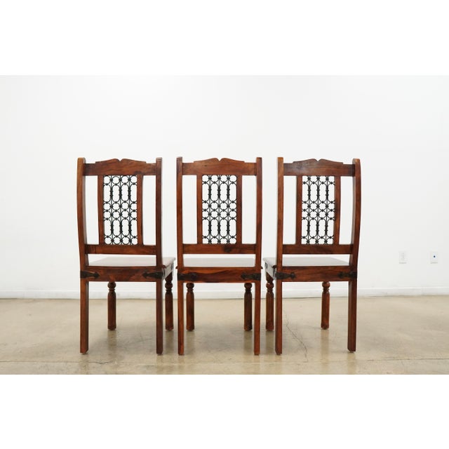 Vintage Rajasthani Style Solid Wood Dining Chairs For Sale In Austin - Image 6 of 17