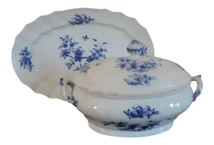 18th Century Amstel Porcelain Soup Tureen, Cover and Stand Decorated in Blue and White - A Pair