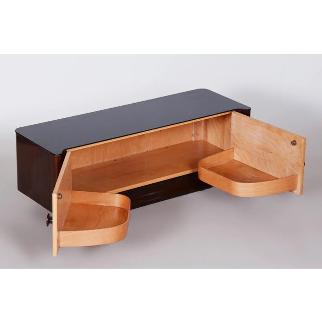 Art Deco Mahogany & Maple Dresser with Mirror attributed to Jindřich Halabala for Up Závody, 1940s, Set of 2 For Sale - Image 3 of 13