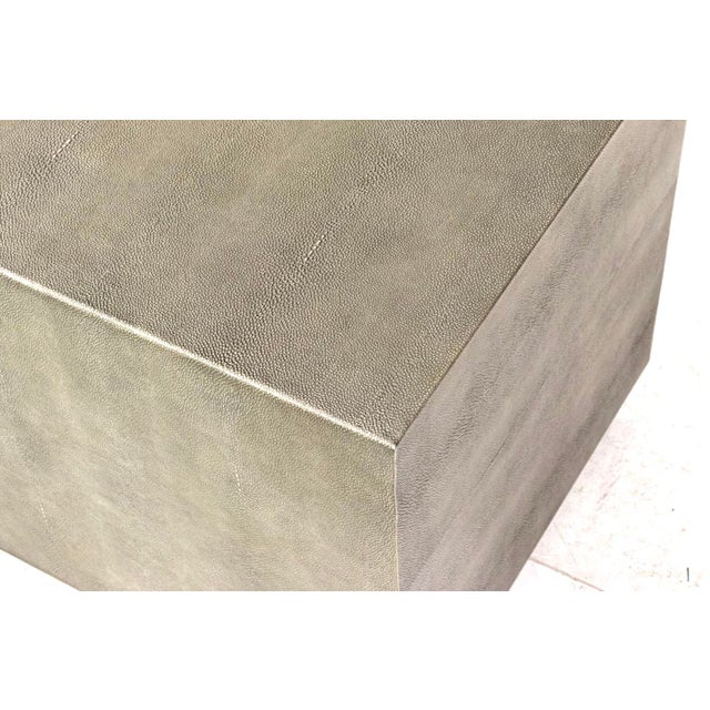 Contemporary Restoration Hardware Graydon Faux Shagreen Plinth Side Table For Sale - Image 3 of 5