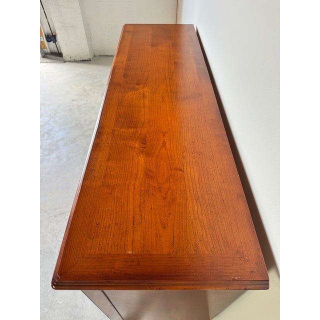 1980s Vintage Italian Solid Cherry Wood Seven Drawers Dresser For Sale - Image 5 of 12