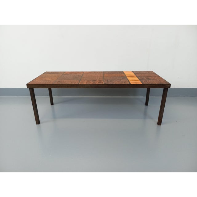 Vintage Rectangular Coffee Table in Steel and Ceramic by Jean Jaffeux, 1960s For Sale - Image 13 of 14