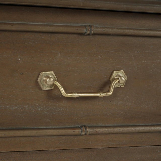 2020s Dark Finish Faux Bamboo Hollywood Regency End Table For Sale - Image 5 of 7