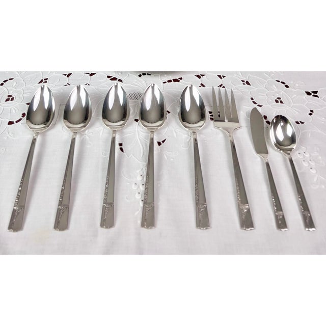 1930s 1937 Art Deco Nobility Plate "Caprice" Silverware Service for 8 With Hostess Serving Suite - 58 PCS For Sale - Image 5 of 9