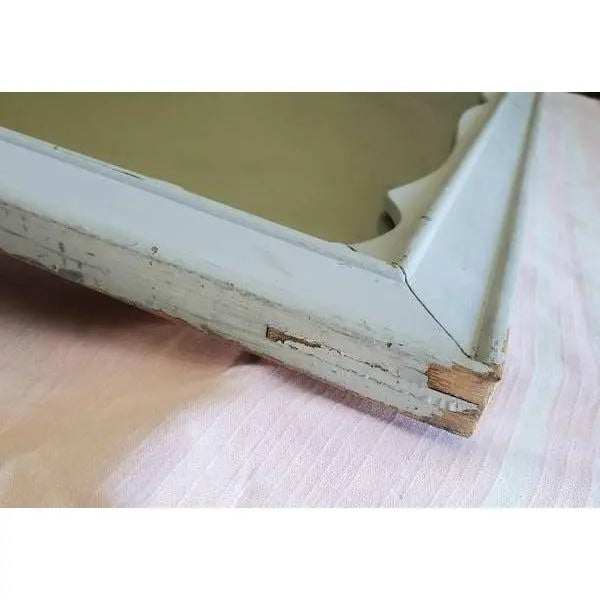 Mid-Century Modern 1960s Ethan Allen Scalloped Wall Mirror - Painted Distressed Finish For Sale - Image 3 of 4