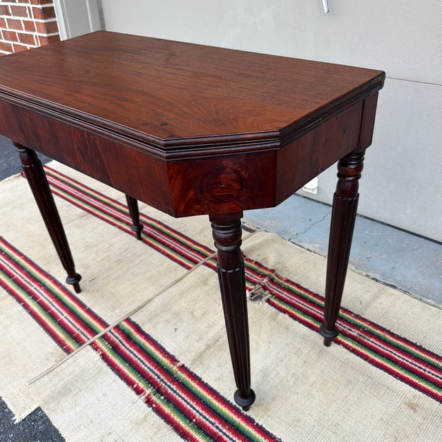 Farmhouse Antique Mahogany Sheraton Flip Top Game Table, Salem or Boston, Massachusetts, Circa 1810s For Sale - Image 3 of 12